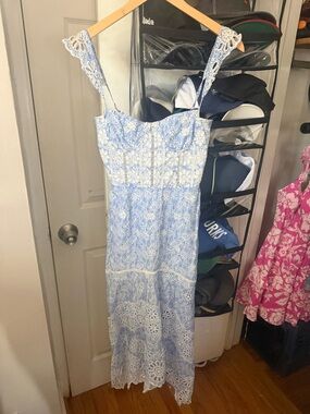 Karina Grimaldi blue and white midi dress